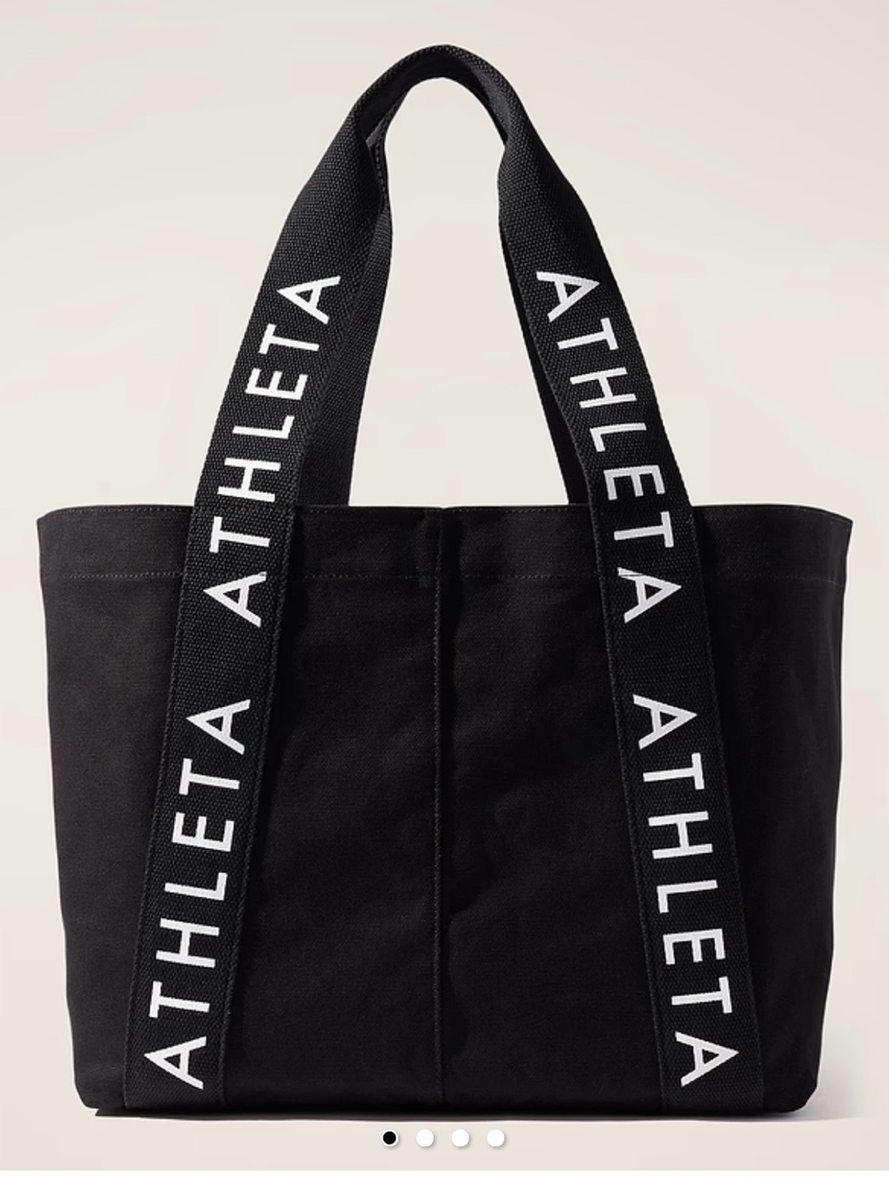 Athleta Black Canvas Tote with White Logo Straps